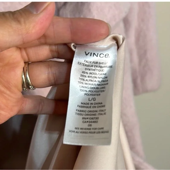 Vince Size Large Wool Blend Pink Belted Coat Size Large - Picture 7 of 11